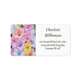 Farbige Gladiola-Blume in Watercolor-Adresse Adressaufkleber