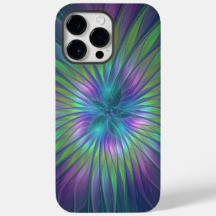 Farbige glänzende Fantasy-Blumen-Abstrakte Fraktal Case-Mate iPhone 14 Pro Max Hülle