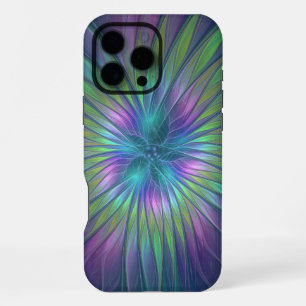 Farbige glänzende Fantasy-Blumen-Abstrakte Fraktal iPhone 16 Pro Max Hülle