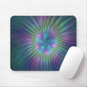 Farbige glänzende Fantasy-Blumen-Abstrakte Fraktal Mousepad