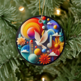 Farbige Glas Abstrakte Taube Regenbogen Garten Keramik Ornament