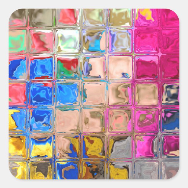 Farbige Glasblöcke Quadratischer Aufkleber (Vorderseite)
