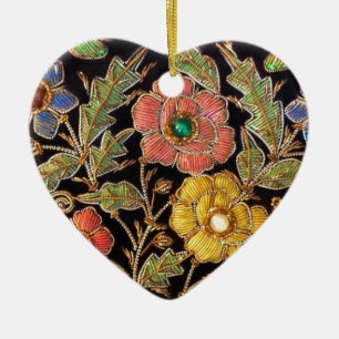Farbige Glasperlen Vintage Blumendesign Keramikornament