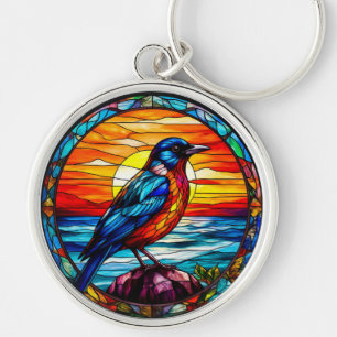 Farbige Glasvogel-Kunstwerke Schlüsselanhänger