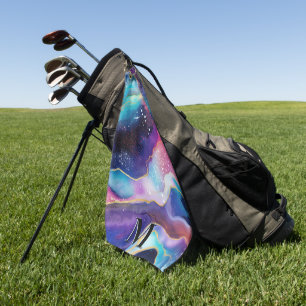 Farbige Glitzer-Muster-Monogramm Golfhandtuch