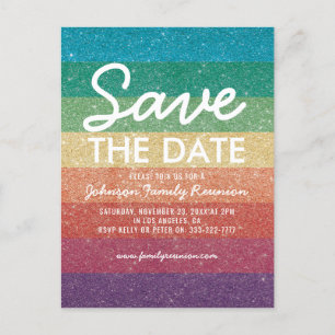 Farbige Glitzer Party Wiedersehen Save the Date Ankündigungspostkarte