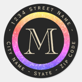 Farbige Glitzer-Rücksendeadresse Runder Aufkleber