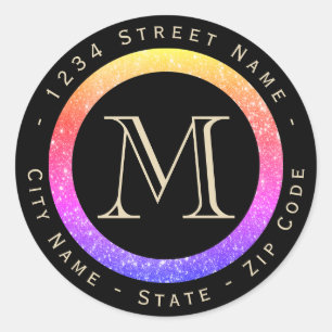 Farbige Glitzer-Rücksendeadresse Runder Aufkleber