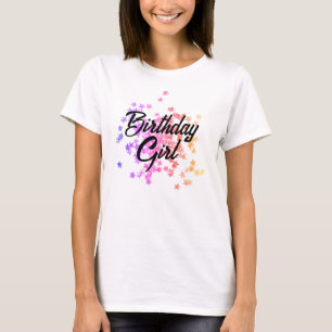 Farbige Glitzer Sterne Geburtstag T-Shirt