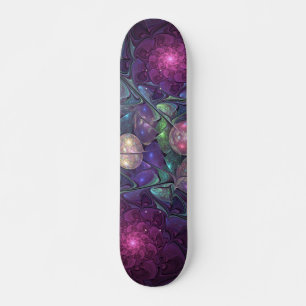 Farbige glitzernde moderne abstrakte Fraktalkunst Skateboard