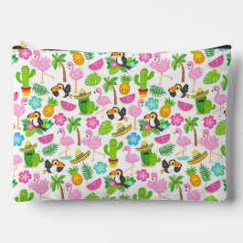 FARBIGE GLÜCKLICHE FLAMINGOS TUKANE UND BLUMEN ZUBEHÖRTASCHE