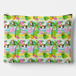 FARBIGE GLÜCKLICHE FLAMINGOS TUKE UND BLUMEN ZUBEHÖRTASCHE