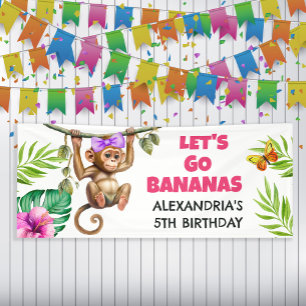Farbige Go Bananas Monkey Jungle Kindergeburtstag Banner