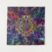 Farbige Gold gerahmt Sri Yantra Sri Chakra