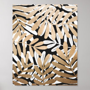 Farbige, goldfarbene Blätter Muster Poster