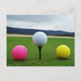 Farbige Golfbälle, Berg-Tee Postkarte