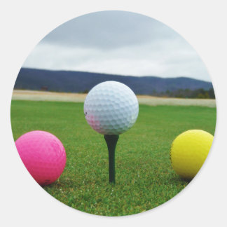 Farbige Golfbälle, Berg-Tee Runder Aufkleber