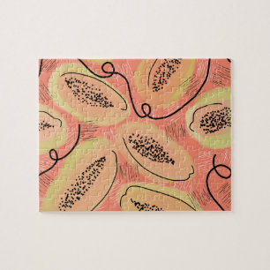 Farbige Gouache-Wasserfarbe Papaya Abstrakt Kunst Puzzle