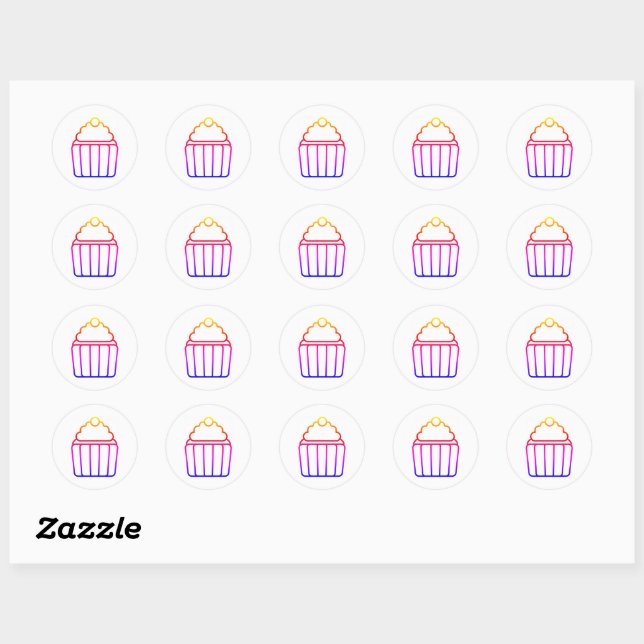 Farbige Gradient Cupcake Aufkleber (Blatt)