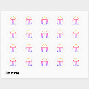 Farbige Gradient-Cupcake-Aufkleber Runder Aufkleber