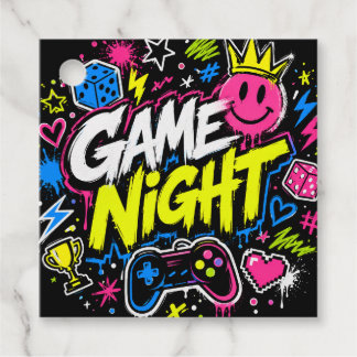 Farbige Graffiti-Spielabend-Partygeschenk-Tags Geschenkanhänger