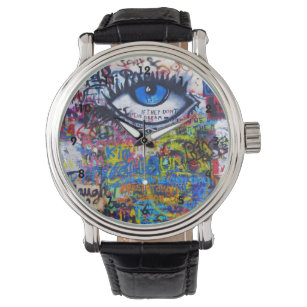 Farbige Graffiti-Straßenkunst Armbanduhr