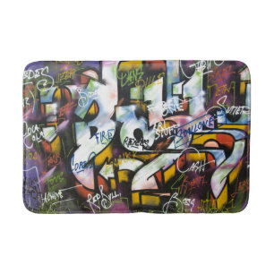 Farbige Graffiti-Wörter Badematte