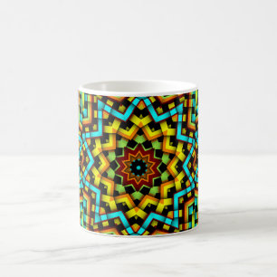 Farbige grafische Geometrie Blue Yellow Star Kaffe Tasse