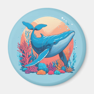 Farbige grafische Gestaltung eines Whales Magnet