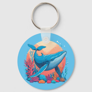 Farbige grafische Gestaltung eines Whales Schlüsselanhänger