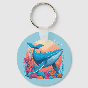 Farbige grafische Gestaltung eines Whales Schlüsselanhänger