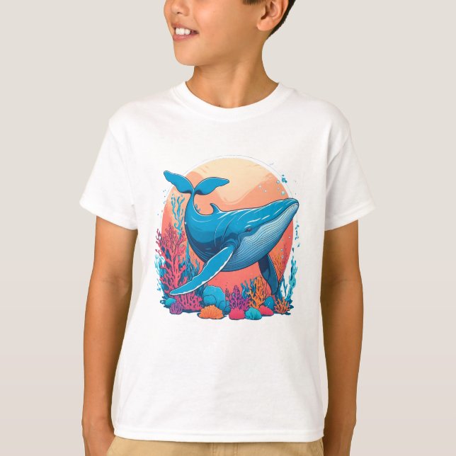 Farbige grafische Gestaltung eines Whales T-Shirt (Vorderseite)