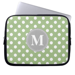 Farbige graue und weiße Polka Dots graue Monogramm Laptopschutzhülle