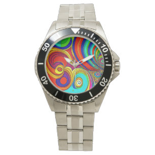 Farbige Groovy Rainbow-Wirbel Armbanduhr
