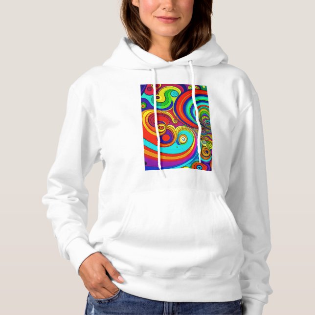 Farbige Groovy Rainbow-Wirbel Hoodie (Vorderseite)
