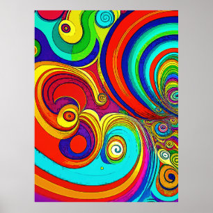 Farbige Groovy Rainbow-Wirbel Poster