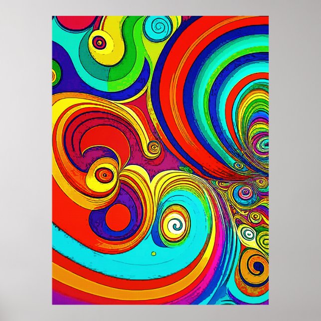 Farbige Groovy Rainbow-Wirbel Poster (Vorne)