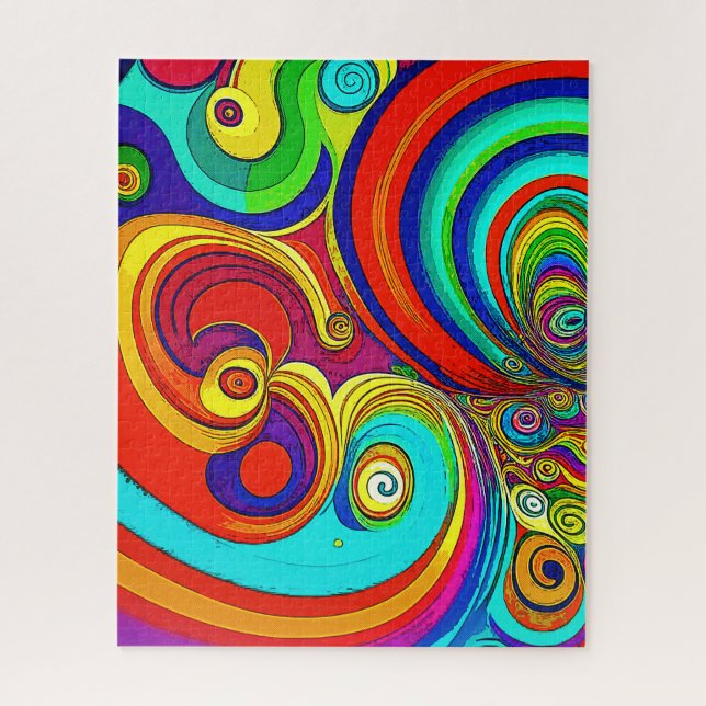 Farbige Groovy Rainbow-Wirbel Puzzle (Vertikal)