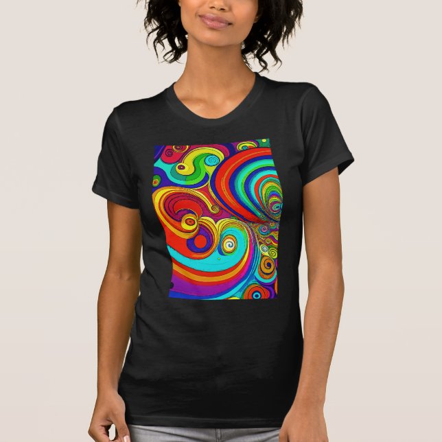 Farbige Groovy Rainbow-Wirbel T-Shirt (Vorderseite)