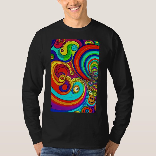 Farbige Groovy Rainbow-Wirbel T-Shirt (Vorderseite)