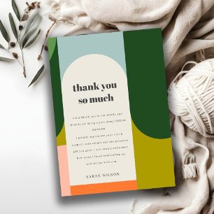 Farbige Groovy Retro-Bogen-Abstrakte Hochzeitsdusc Dankeskarte