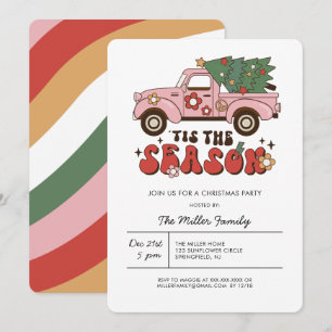 Farbige Groovy Retro-Weihnachtsfeier  Einladung