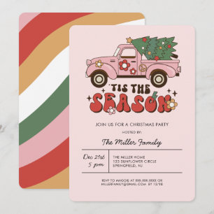 Farbige Groovy Retro-Weihnachtsfeier-Einladung Einladung