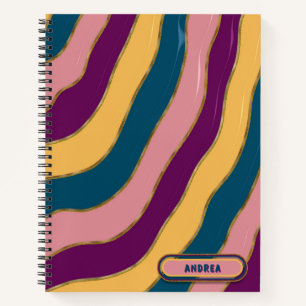 Farbige Groovy Trendy Stripes Gold Glitterie Notizbuch