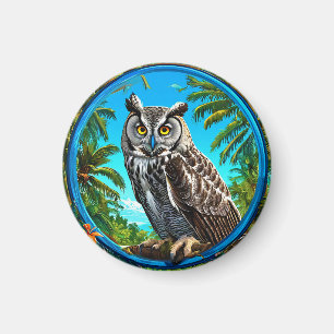 Farbige Große Graueule Vogel Magnet