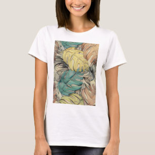 Farbige große tropische Blätter Aquarellmalerei T-Shirt