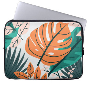 Farbige große tropische Blätter Botanische Kunst Laptopschutzhülle
