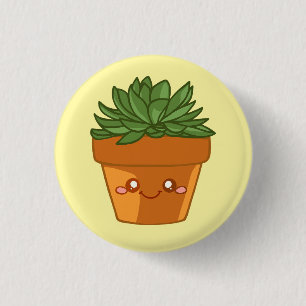 Farbige grüne Sukkulenten-Pflanzkübel-Mittelpunkt Button
