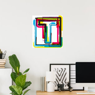 Farbige Grunge Letter T Artistic Poster