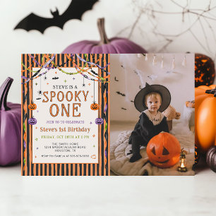 Farbige Gruselige Halloween-Geburtstagsfoto Einladung